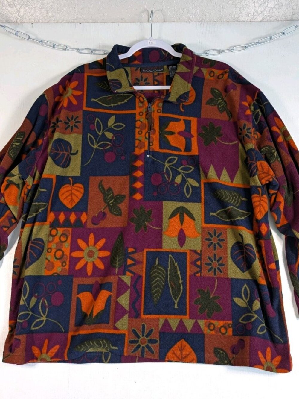 Essentials by Oleg Cassini Women's 2XL Vintage Floral 1/4 Zip Fleece Sweatshirt